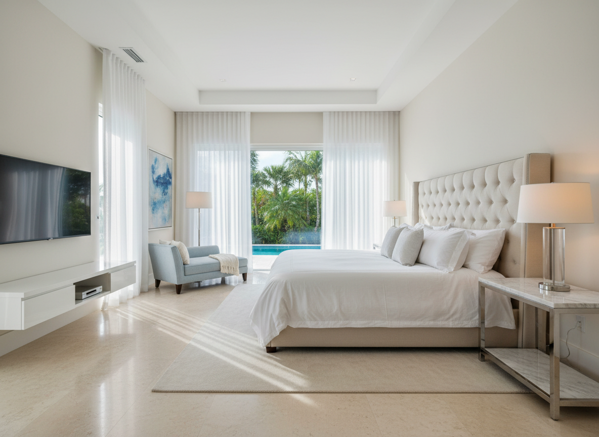 Master bedroom with comfortable bed